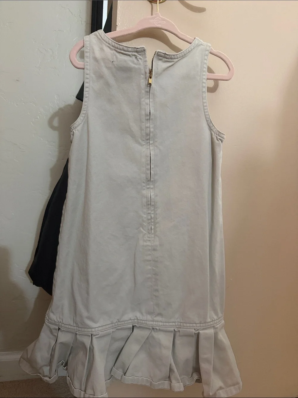 Ralph Lauren Light Beige Sleeveless Ruffle Hem Dress